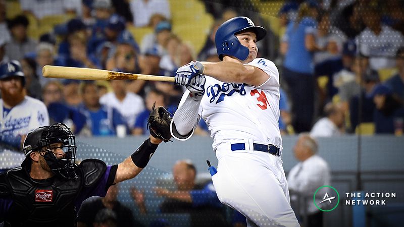 Los Angeles Dodgers left fielder Joc Pederson (31) swings at the